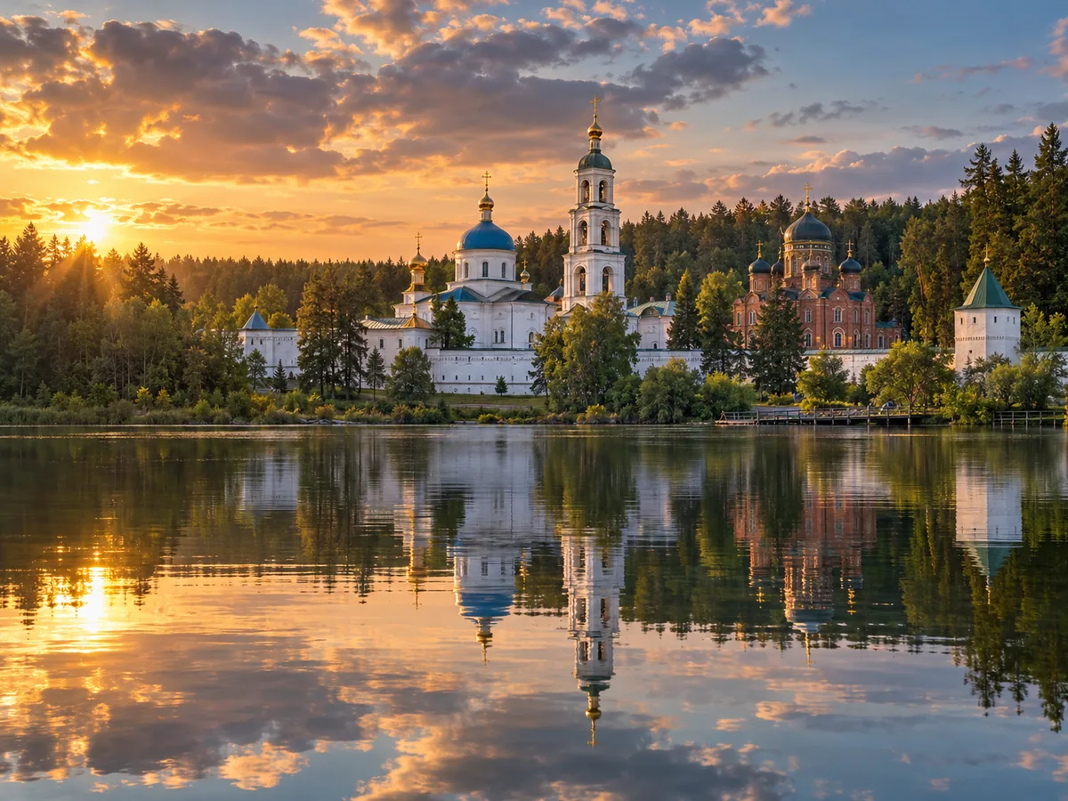 The Raifa Monastery on the shore of a forest lake