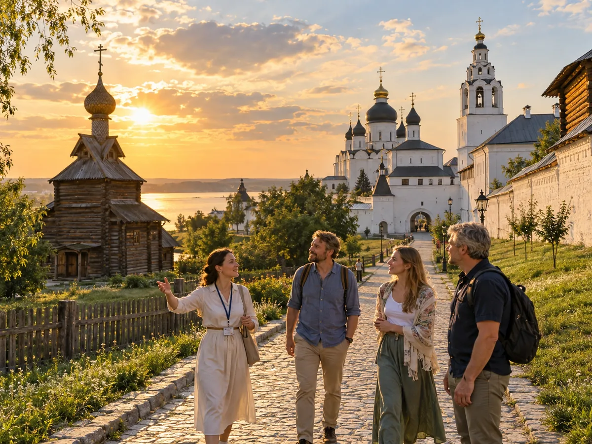 The Assumption Monastery and a wooden church in Sviyazhsk