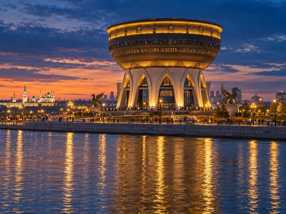 The Kazan Family Center on the Kazanka embankment in the evening