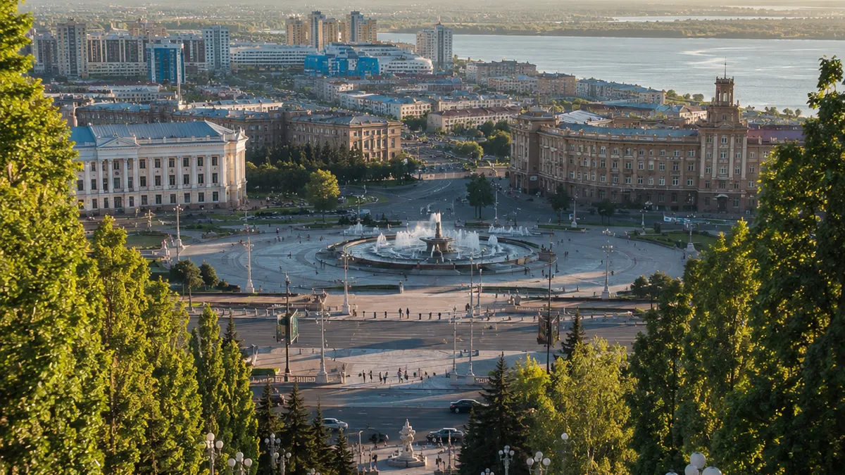 Центр Волгограда и Волга