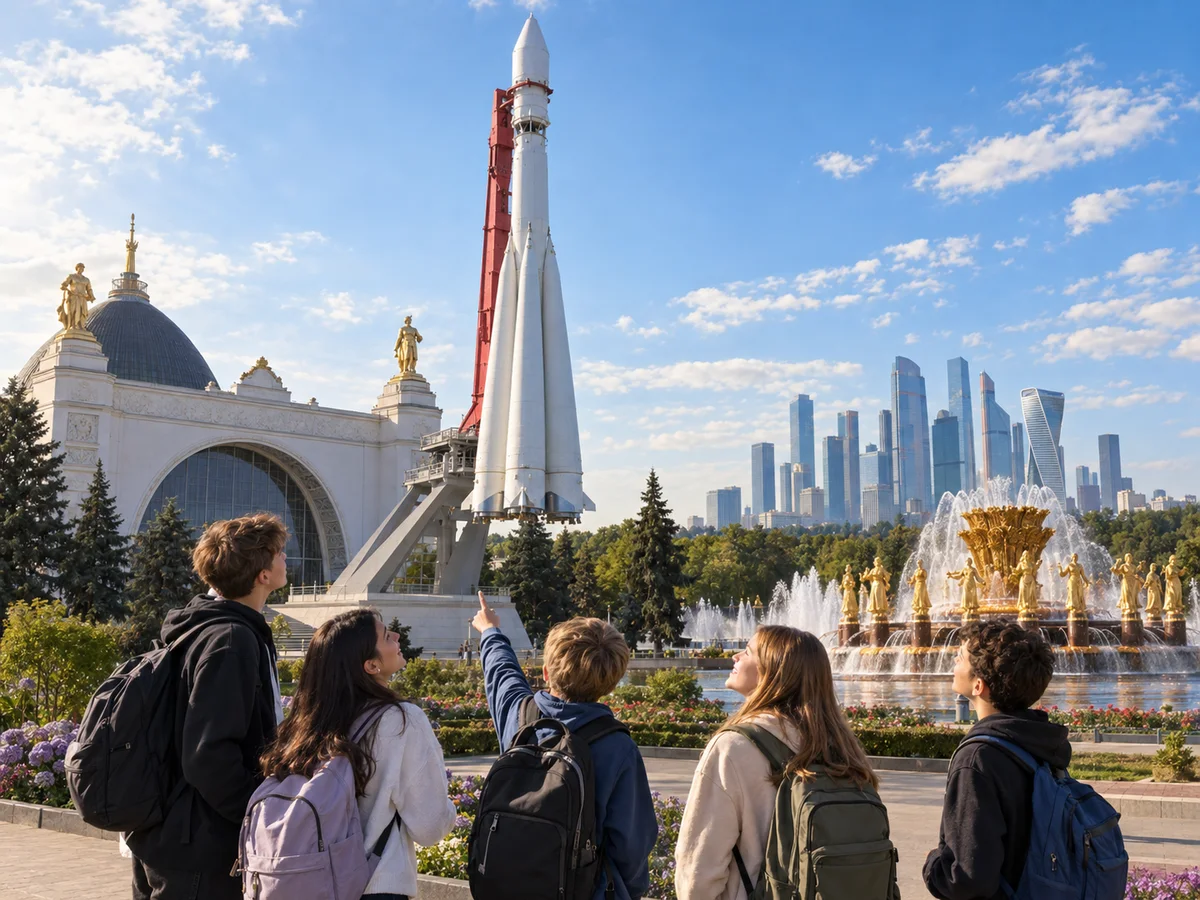 Коллаж маршрута «Москва, высота и космос»