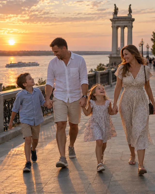Spaziergang mit der ganzen Familie