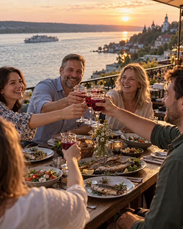 Abendessen an der Wolga